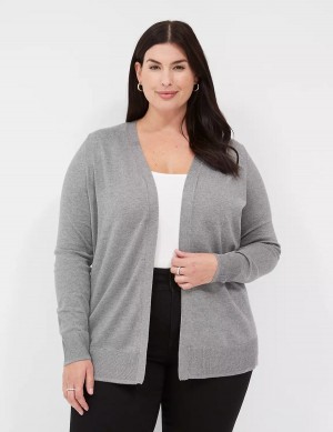 Women Lane Bryant Modern Long-Sleeve Open-Front Cardigan Grey | MZW3139TF