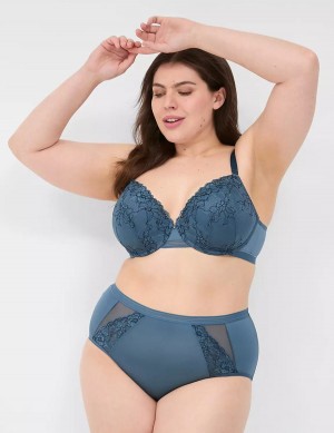 Women Lane Bryant Modern Romance Lightly Lined Demi Bralettes Blue Grey | ZZS2030KQ