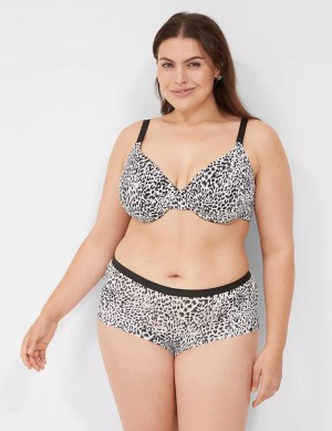 Women Lane Bryant No-Show Boyshort Briefs White Black | DVS4361NU