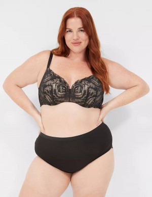 Women Lane Bryant No-Show Lace-Back Full Briefs Black | WUE7544JY