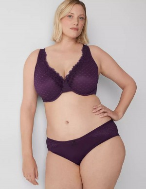 Women Lane Bryant No-Show Lace-Back Hipster Panty Purple | MPU937HK