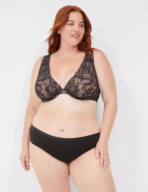 Women Lane Bryant No-Show Lace-Back Hipster Panty Black | JNB985MR