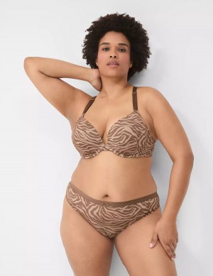 Women Lane Bryant No-Show With Lace Back Thong Panty Deep Grey Brown | KDZ9582YV