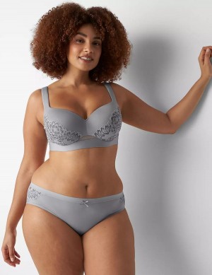 Women Lane Bryant No-Show With Satin Lace Hipster Panty Grey | VSF913MZ