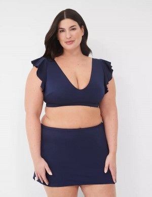 Women Lane Bryant No-Wire Flutter-Sleeve Bikini Top Blue | QLP3930NW