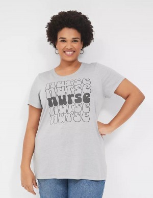 Women Lane Bryant Nurse Graphic Tee T Shirts Grey | GNT7091CD