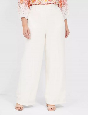 Women Lane Bryant Perfect Drape High-Rise Wide Leg - Fully Lined Pants White Rose | INL3283GL