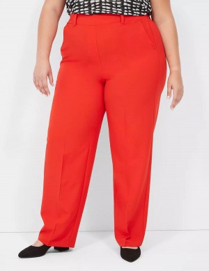 Women Lane Bryant Perfect Drape Pull-On Straight Pants Red | ELU4653BQ