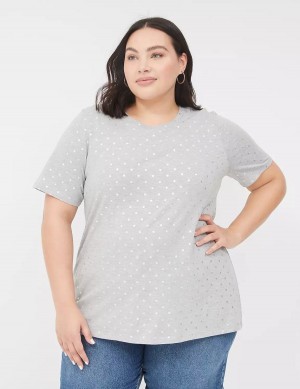 Women Lane Bryant Perfect Sleeve Crew-Neck Tee T Shirts Grey | EGE7299TS