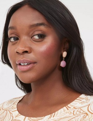 Women Lane Bryant Pink Imitation Stone Earrings Gold | UCM496IH