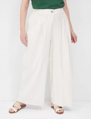 Women Lane Bryant Pleated Wide Leg Pants White | ITO7421CI