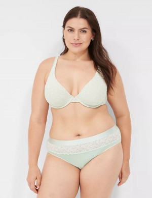 Women Lane Bryant Plunge with Lace Unlined Bra Light Green | PEC8693DQ