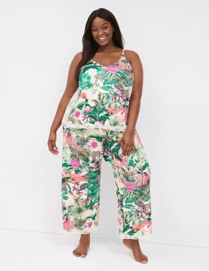 Women Lane Bryant Printed Cami & Pant PJ Set Pajamas Green Multicolor | NSV3474TG