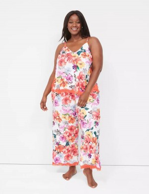 Women Lane Bryant Printed Cami & Pant PJ Set Pajamas Orange Multicolor | WTN2427LX