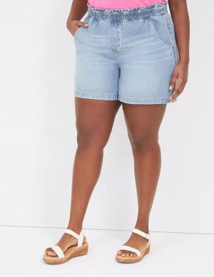 Women Lane Bryant Pull-On Fit Flirty Jean Shorts Light Blue | NIL7272XD