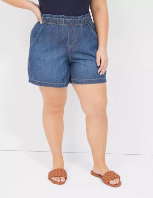 Women Lane Bryant Pull-On Fit Flirty Jean Shorts Blue | FYC1513LR