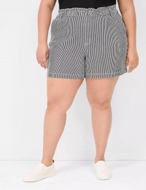 Women Lane Bryant Pull-On Fit High-Rise Jean Shorts Black Stripes | SVV10033CE