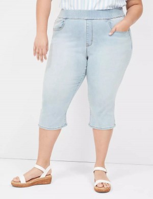 Women Lane Bryant Pull-On Fit High-Rise Pedal Jeggings Light Blue | MZJ1755VU