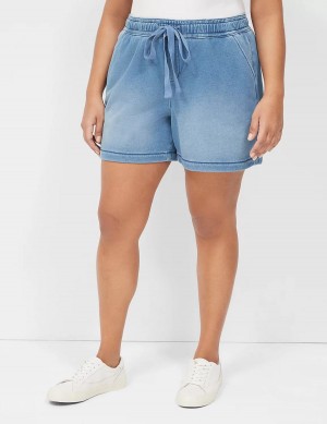 Women Lane Bryant Pull-On Fit Relaxed Knit Shorts Light Blue | VYJ8836AU