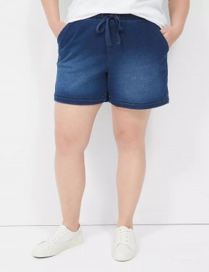 Women Lane Bryant Pull-On Fit Relaxed Knit Shorts Blue | YBW8835TD