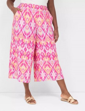 Women Lane Bryant Pull-On Side-Slit Crop Pants Pink | DZO5100OC