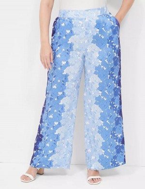 Women Lane Bryant Pull-On Wide Leg Pants Blue | YZN8290VS