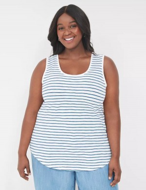 Women Lane Bryant Scoop-Neck Tank Top Blue Navy Stripes | CLP1884XN