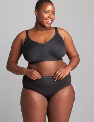 Women Lane Bryant Seamless Lightly Lined Nursing Bralettes Black | MWU9744RO