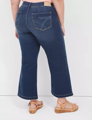 Women Lane Bryant Seven7 Pull-On Weekender Cropped With Embellished Pockets Jeans Dark Blue | DCF1430EQ