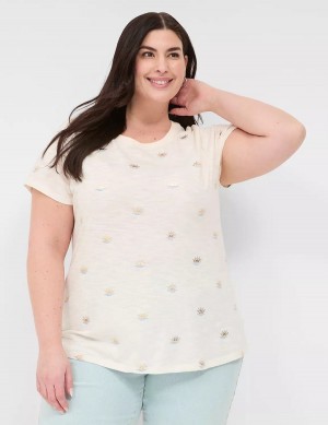 Women Lane Bryant Shimmer Sunshine Graphic Tee T Shirts White | COJ2746XC