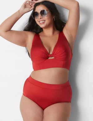 Women Lane Bryant Shimmer Swim Briefs Red | HXO8225JP