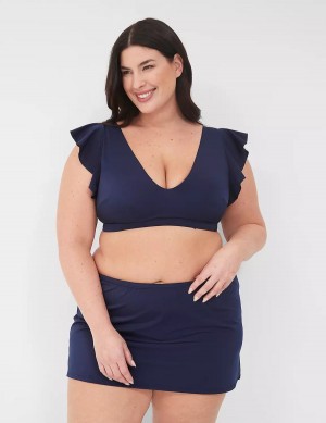 Women Lane Bryant Side Slit Swim Skirts Blue | QNZ4886UY