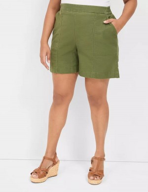 Women Lane Bryant Slub Pull-On Shorts Green | DZZ6249IR