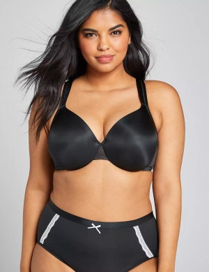 Women Lane Bryant Smooth Lightly Lined Full Coverage Bralettes Black | XEF9832HZ