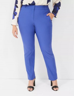 Women Lane Bryant Straight Leg 4-Season Pants Blue | YZP8945WY