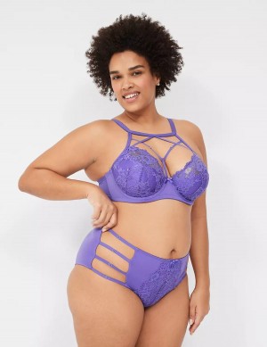 Women Lane Bryant Strappy High-Neck French Balconette Bra Purple | ZEG1982YV