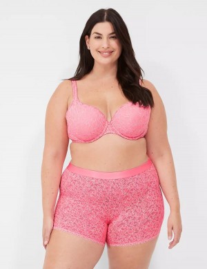 Women Lane Bryant Stretch Lace Boxer Briefs Pink | KOD3230LV