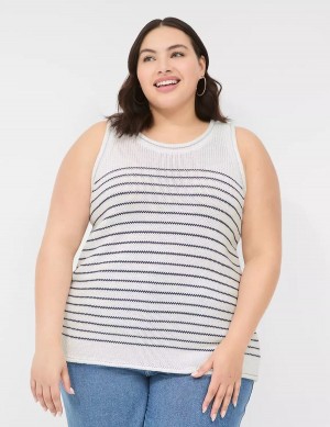 Women Lane Bryant Striped Tank Top White | GCW4058ZN