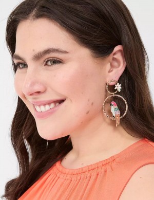 Women Lane Bryant Summer Whimsy Parrot Statement Earrings Gold | KKT7159KW