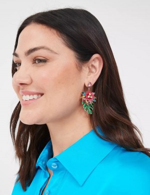 Women Lane Bryant Summer Whimsy Tropical Leaf Statement Earrings Gold | WMM3651JK