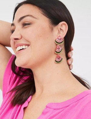 Women Lane Bryant Summer Whimsy Watermelon Statement Drop Earrings Gold | YXX911FA