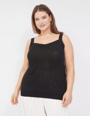 Women Lane Bryant Sweater Tank Top Black | LWE1987SH