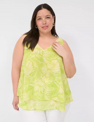 Women Lane Bryant Swing Double-Layer Chiffon Tank Top Light Green | NHM432GZ