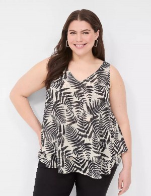 Women Lane Bryant Swing Double-Layer Chiffon Tank Top Black | KBK3949KF