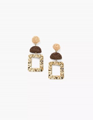 Women Lane Bryant Textured Drop Earrings Gold | YQU6091YP