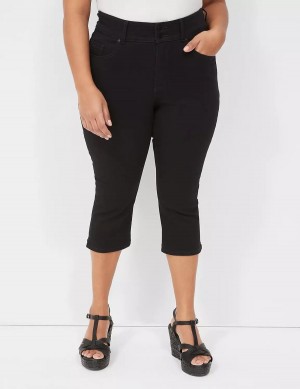 Women Lane Bryant Tighter Tummy Fit High-Rise Pedal Jeans Black | NXU5685MO