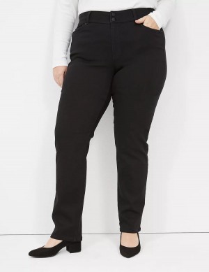 Women Lane Bryant Tighter Tummy High-Rise Straight Jeans Black | SPI9238VM