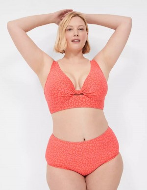 Women Lane Bryant Underwire Knot-Front Bikini Top Coral | RVZ1621ZN