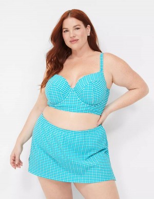 Women Lane Bryant Underwire Longline Bikini Top Blue White | BYQ3360PI