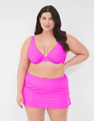 Women Lane Bryant Underwire Plunge Bikini Top Pink | EXU7357BZ